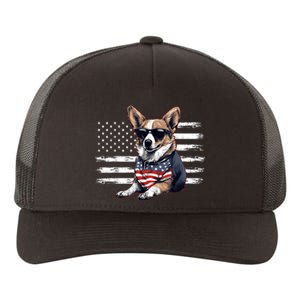 Welsh Corgi Dog Dad Dog Mom USA Flag 4th Of July Yupoong Adult 5-Panel Trucker Hat