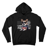 Welsh Corgi Dog Dad Dog Mom USA Flag 4th Of July Hoodie