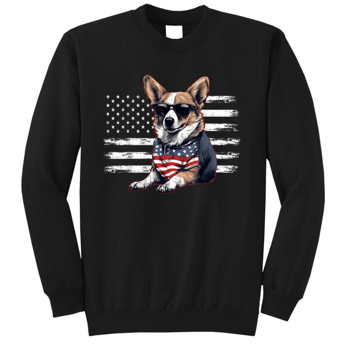 Welsh Corgi Dog Dad Dog Mom USA Flag 4th Of July Sweatshirt