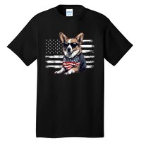 Welsh Corgi Dog Dad Dog Mom USA Flag 4th Of July Tall T-Shirt