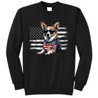 Welsh Corgi Dog Dad Dog Mom USA Flag 4th Of July Tall Sweatshirt