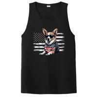 Welsh Corgi Dog Dad Dog Mom USA Flag 4th Of July PosiCharge Competitor Tank