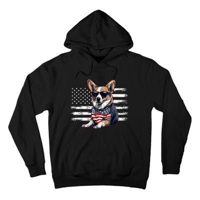 Welsh Corgi Dog Dad Dog Mom USA Flag 4th Of July Tall Hoodie