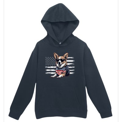 Welsh Corgi Dog Dad Dog Mom USA Flag 4th Of July Urban Pullover Hoodie