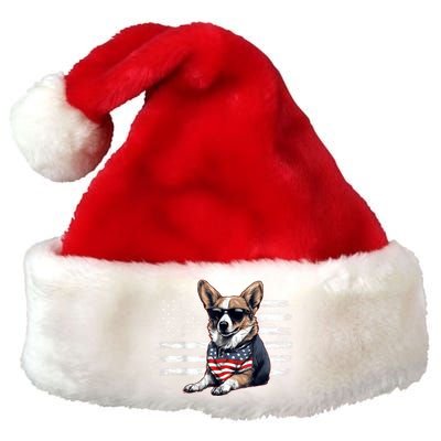 Welsh Corgi Dog Dad Dog Mom USA Flag 4th Of July Premium Christmas Santa Hat