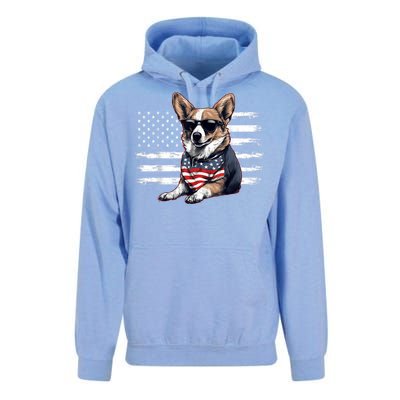 Welsh Corgi Dog Dad Dog Mom USA Flag 4th Of July Unisex Surf Hoodie