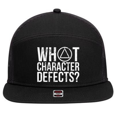 What Character Defects Funny Alcoholics Anonymous 7 Panel Mesh Trucker Snapback Hat