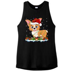 Welsh Corgi Dog Xmas Lighting Santa Welsh Corgi Christmas Gift Ladies PosiCharge Tri-Blend Wicking Tank