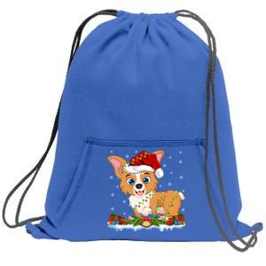 Welsh Corgi Dog Xmas Lighting Santa Welsh Corgi Christmas Gift Sweatshirt Cinch Pack Bag