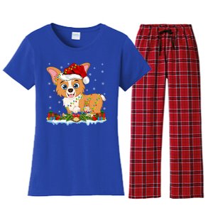 Welsh Corgi Dog Xmas Lighting Santa Welsh Corgi Christmas Gift Women's Flannel Pajama Set