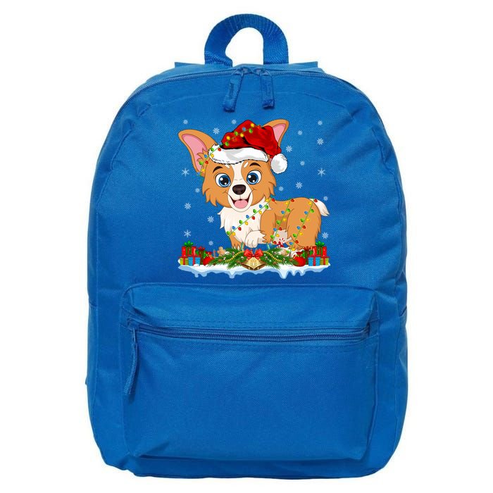 Welsh Corgi Dog Xmas Lighting Santa Welsh Corgi Christmas Gift 16 in Basic Backpack