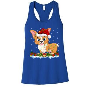 Welsh Corgi Dog Xmas Lighting Santa Welsh Corgi Christmas Gift Women's Racerback Tank