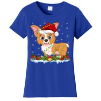 Welsh Corgi Dog Xmas Lighting Santa Welsh Corgi Christmas Gift Women's T-Shirt