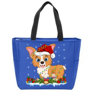 Welsh Corgi Dog Xmas Lighting Santa Welsh Corgi Christmas Gift Zip Tote Bag