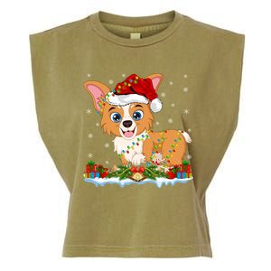 Welsh Corgi Dog Xmas Lighting Santa Welsh Corgi Christmas Gift Garment-Dyed Women's Muscle Tee