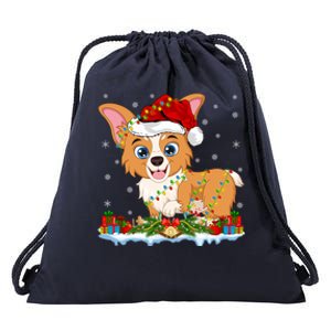 Welsh Corgi Dog Xmas Lighting Santa Welsh Corgi Christmas Gift Drawstring Bag