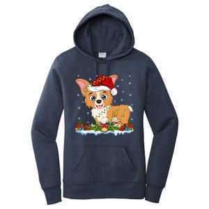 Welsh Corgi Dog Xmas Lighting Santa Welsh Corgi Christmas Gift Women's Pullover Hoodie