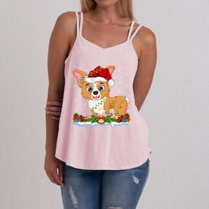 Welsh Corgi Dog Xmas Lighting Santa Welsh Corgi Christmas Gift Women's Strappy Tank