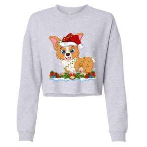 Welsh Corgi Dog Xmas Lighting Santa Welsh Corgi Christmas Gift Cropped Pullover Crew