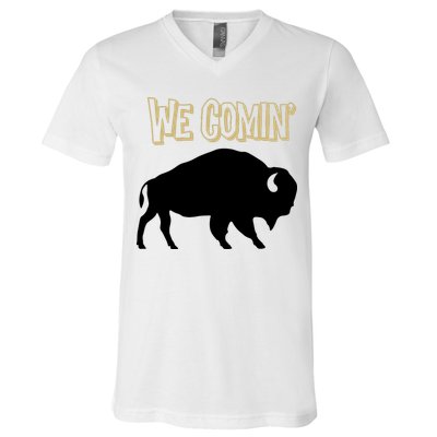 We Comin Deion Sanders Buffaloes Coach Prime V-Neck T-Shirt