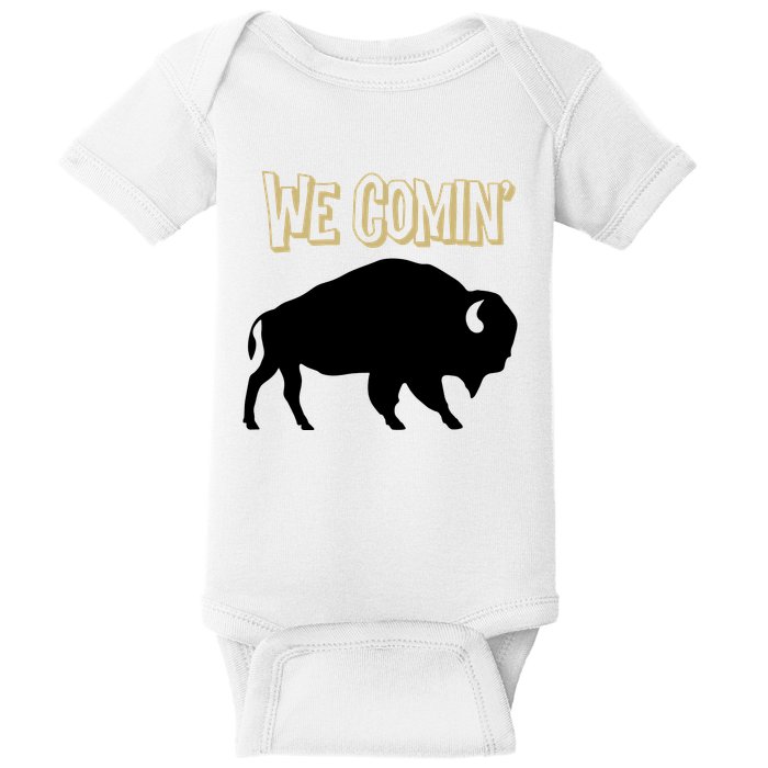 We Comin Deion Sanders Buffaloes Coach Prime Baby Bodysuit