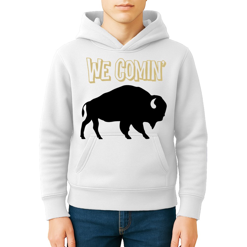 We Comin Deion Sanders Buffaloes Coach Prime Kids Hoodie