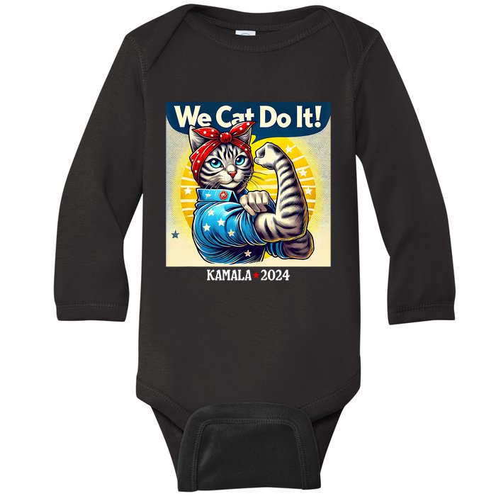 We Cat Do It Kamala Harris Supporter Childless Cat Ladies Baby Long Sleeve Bodysuit