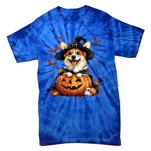 Welsh Corgi Dog Pumpkin Halloween Thanksgiving Tie-Dye T-Shirt