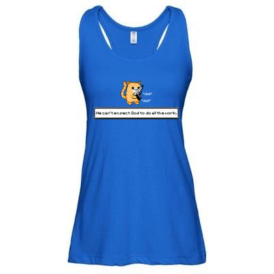 We Cant Expect God To Do All The Work Cat Click Click Ladies Essential Flowy Tank