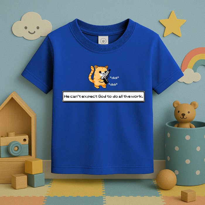 We Cant Expect God To Do All The Work Cat Click Click Toddler T-Shirt