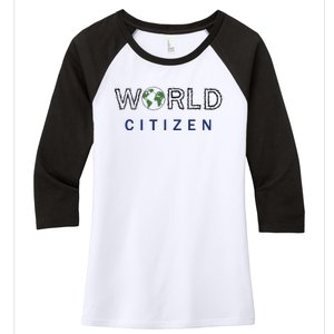 World Citizen Earth Day Global T Gift Women's Tri-Blend 3/4-Sleeve Raglan Shirt