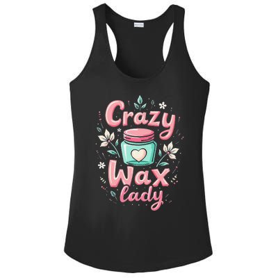 Waxing Cosmetologist Esthetician Crazy Wax Lady Ladies PosiCharge Competitor Racerback Tank