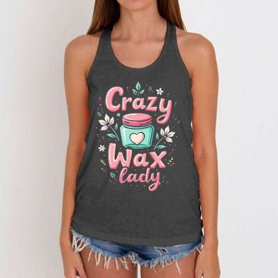 Waxing Cosmetologist Esthetician Crazy Wax Lady Women's Knotted Racerback Tank