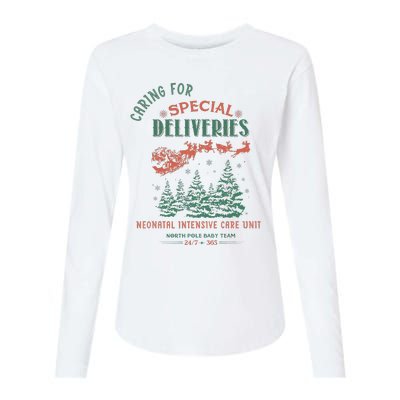 Women Caring For Special Deliveries Nicu Nurse Christmas Womens Cotton Relaxed Long Sleeve T-Shirt