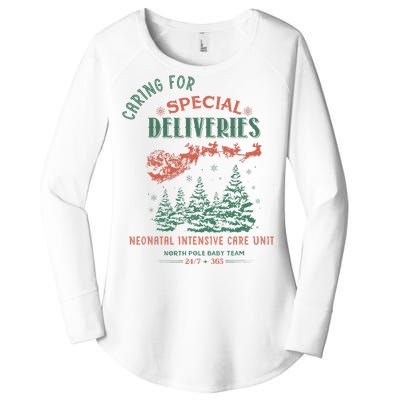 Women Caring For Special Deliveries Nicu Nurse Christmas Women's Perfect Tri Tunic Long Sleeve Shirt