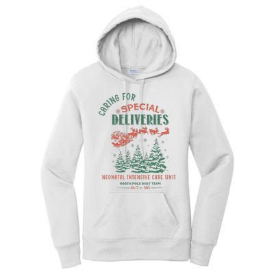 Women Caring For Special Deliveries Nicu Nurse Christmas Women's Pullover Hoodie