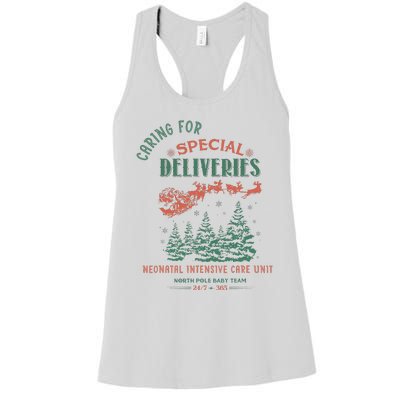 Women Caring For Special Deliveries Nicu Nurse Christmas Women's Racerback Tank