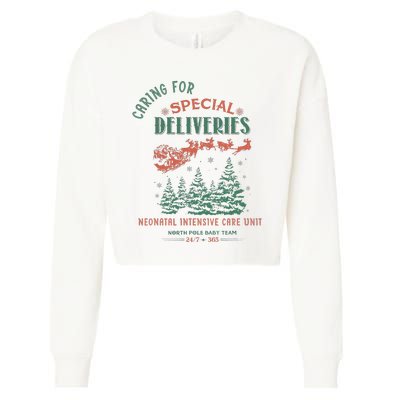 Women Caring For Special Deliveries Nicu Nurse Christmas Cropped Pullover Crew