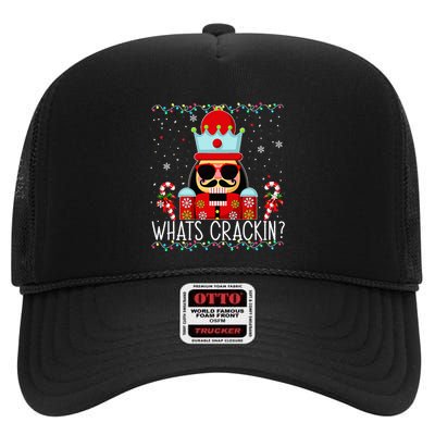 Whats Crackin Funny Christmas Nutcracker High Crown Mesh Back Trucker Hat