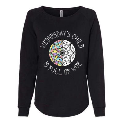 Wednesdays Child Full Of Woe Trendy Popular Round Window Womens California Wash Sweatshirt