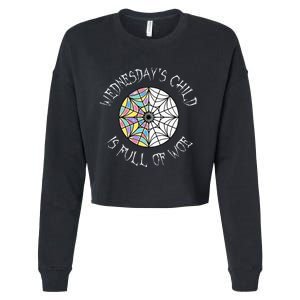 Wednesdays Child Full Of Woe Trendy Popular Round Window Cropped Pullover Crew