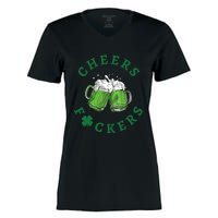 Wo Cheers Fuckers Green Beer Drinking St Patricks Day V-Neck Women's Momentum V-Neck T-Shirt