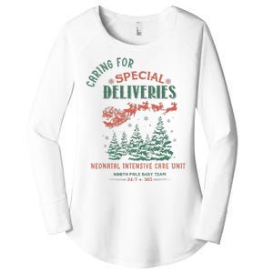 Women Caring For Special Deliveries Nicu Nurse Christmas Women's Perfect Tri Tunic Long Sleeve Shirt