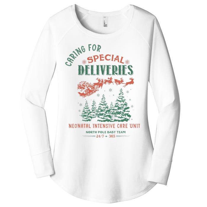 Women Caring For Special Deliveries Nicu Nurse Christmas Women's Perfect Tri Tunic Long Sleeve Shirt