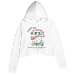 Women Caring For Special Deliveries Nicu Nurse Christmas Crop Fleece Hoodie