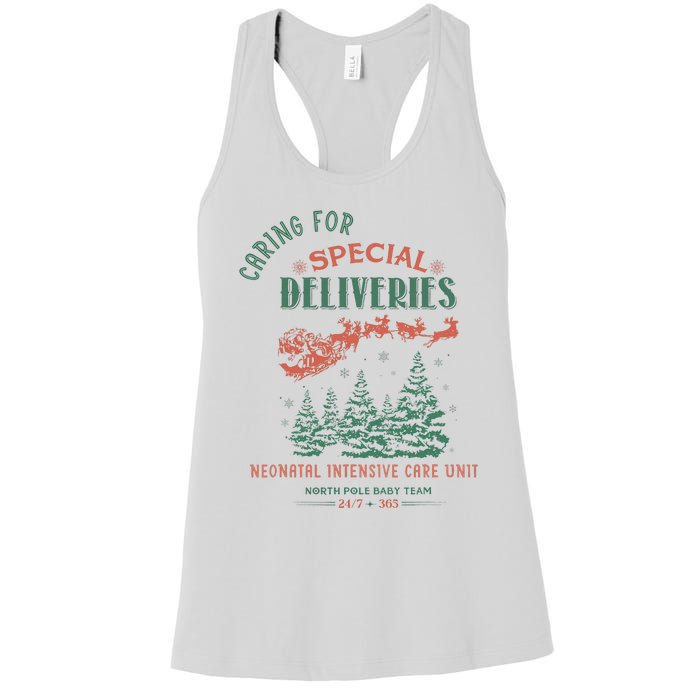 Women Caring For Special Deliveries Nicu Nurse Christmas Women's Racerback Tank