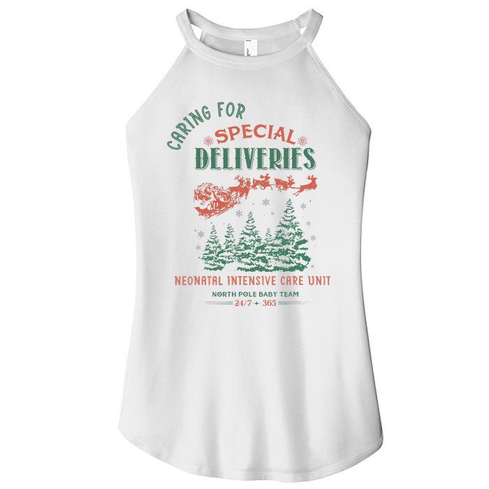 Women Caring For Special Deliveries Nicu Nurse Christmas Women's Perfect Tri Rocker Tank