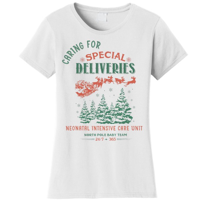 Women Caring For Special Deliveries Nicu Nurse Christmas Women's T-Shirt