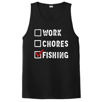 Work Chores Fishing Funny Gift Tee PosiCharge Competitor Tank