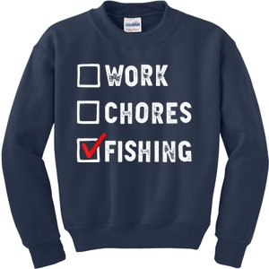 Work Chores Fishing Funny Gift Tee Kids Sweatshirt